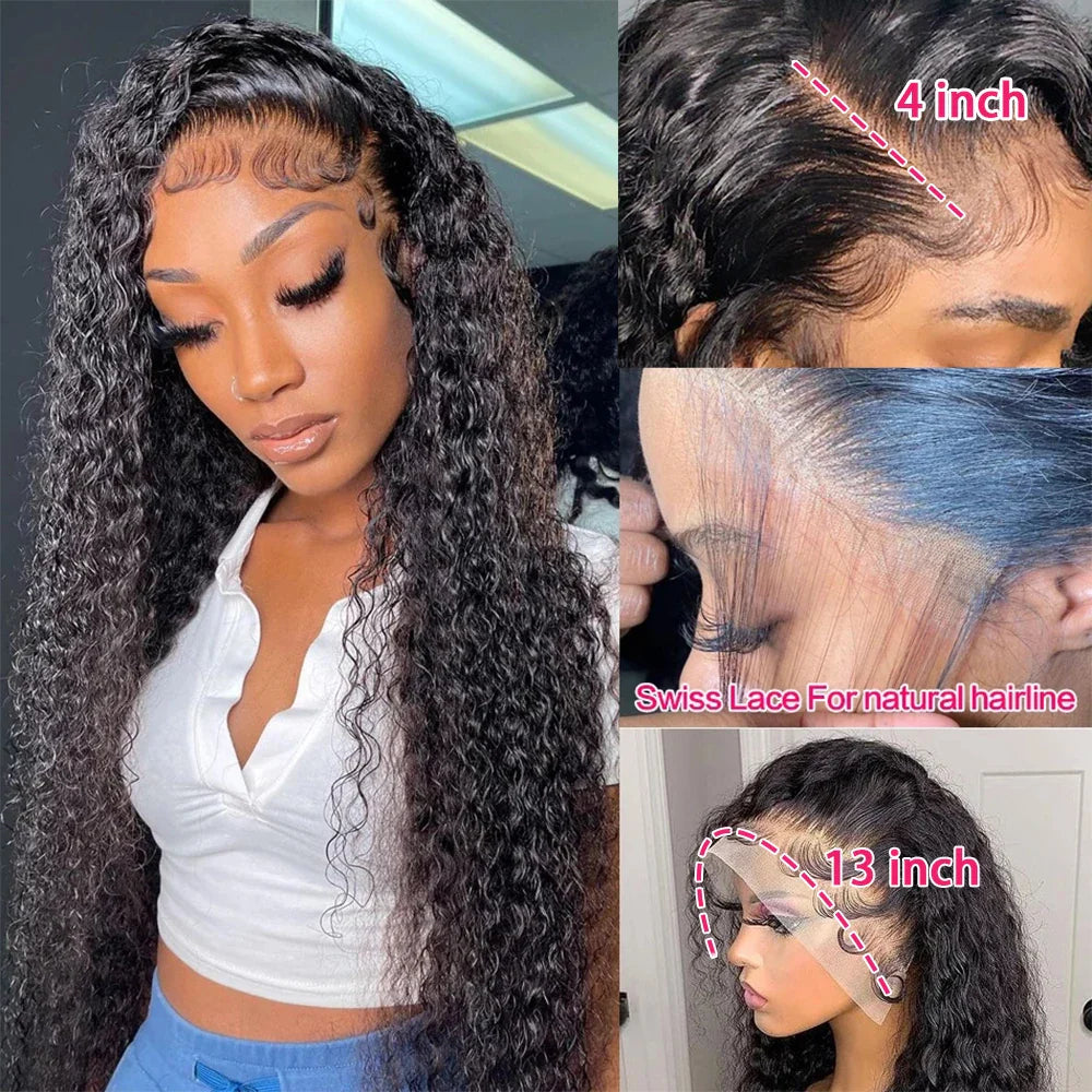 30Inch Deep Wave Transparent 13x4 13x6 Lace Frontal Human Hair Wigs 5x5 Glueless Wigs 4x4 Lace Wig Remy Deep Curly Front Wig