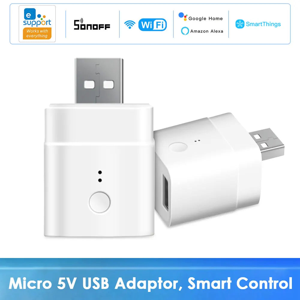 SONOFF Micro 5V USB Adapter Wifi Socket Smart Timing Charge Plug EWelink App Control Work With Alexa Google Alice Home Assistant