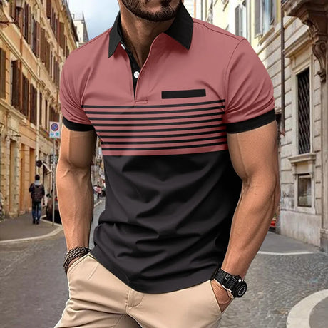 Summer 2024 New Men'S Polo Short Sleeve Lapel Button Solid Color Oversized Polo Shirt Fashion Casual Top S-3XL