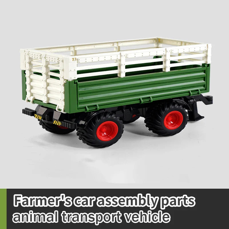 RC Farm Car Tractors Trailer 2.4G Radio Controlled Cars Farming Simulator Truck Miniature Farmer Animal Model Toys Children Boy