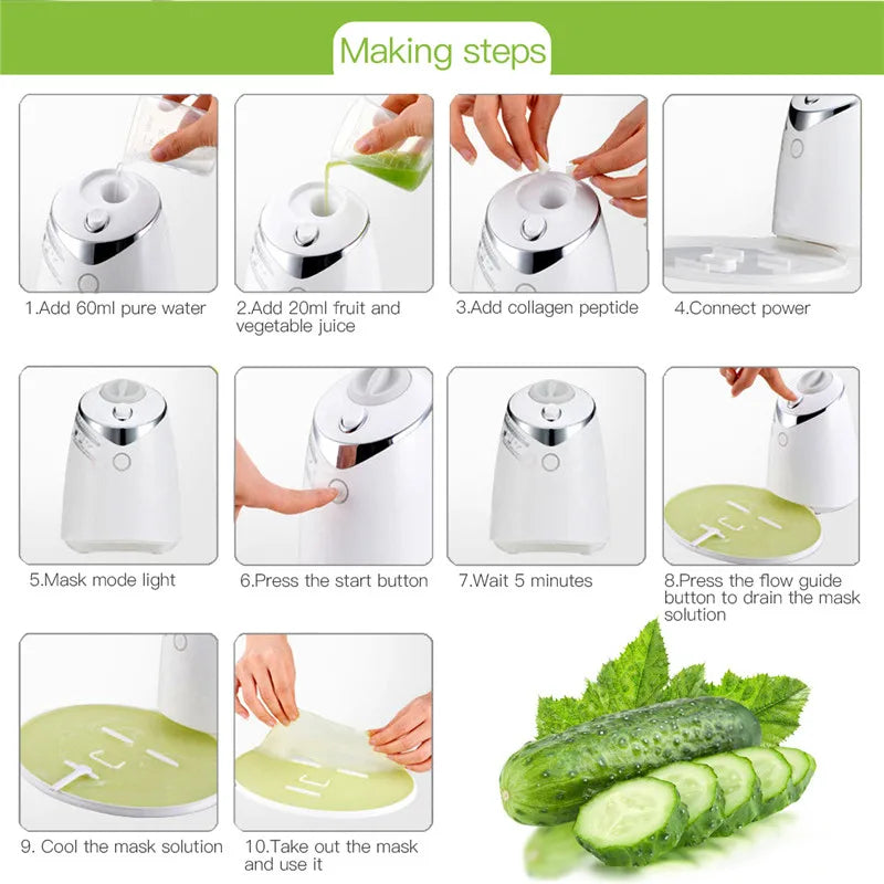 Smart DIY Face Mask Maker Machine Facial Treatment Automatic Fruit Natural Vegetable Collagen Home Facial Skin Care Tool Beauty