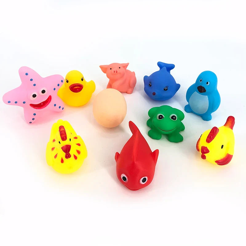 1-10 Pcs/set Baby Cute Animals Bath Toy Swimming Water Toys Soft Rubber Float Squeeze Sound Kids Wash Play Funny Gift