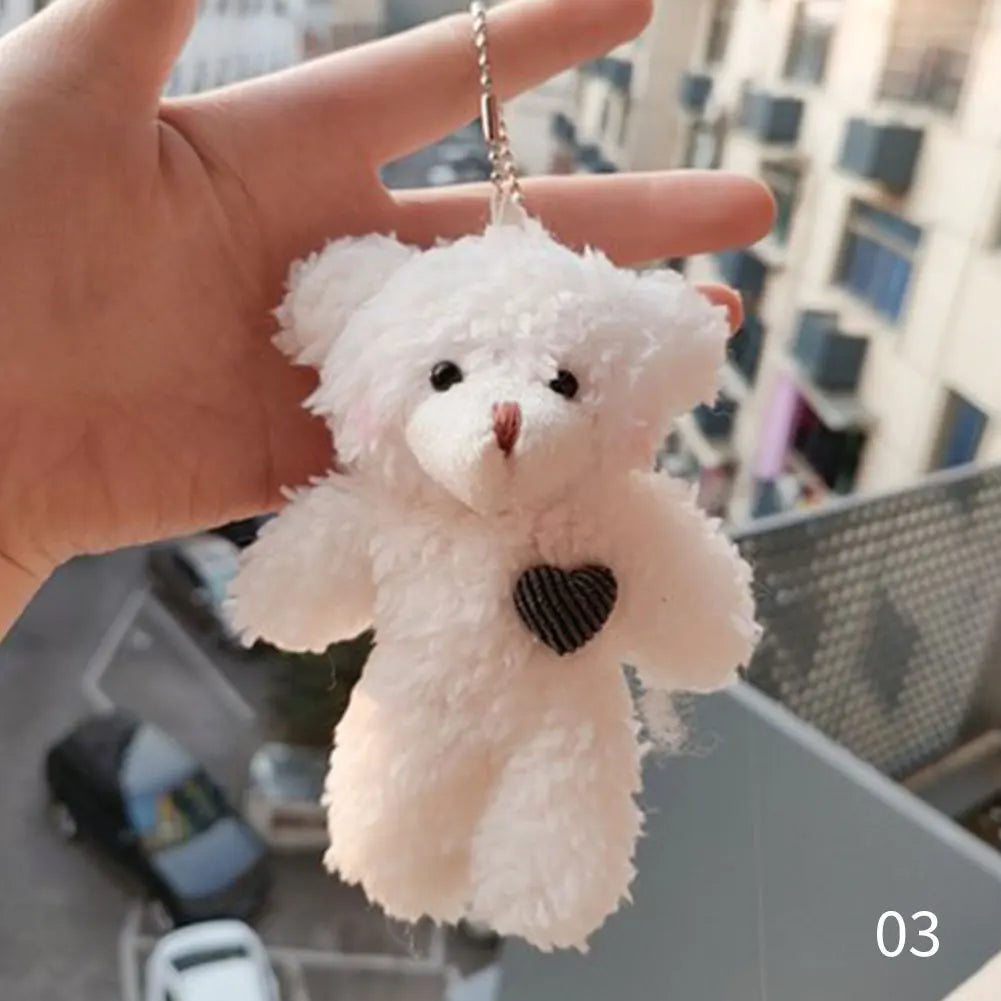 12cm Cute Bear Plush Keyring Pendant Soft Stuffed Plush Keychain Toy Backpack Pendant Birthday Gifts for Children