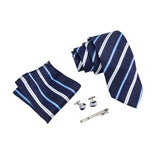 Men Polka Dot Navy Blue Hombre Necktie Sets with Hankie Metal Cufflinks Clip Set Shirt Accessories Fit Wedding Performance Tie