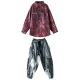 Letters Print Shirt Top Casual Street Tie Dye Jogger Cargo Pants for Girls Boys Jazz Dance Costume Clothes Kid Hip Hop Clothing