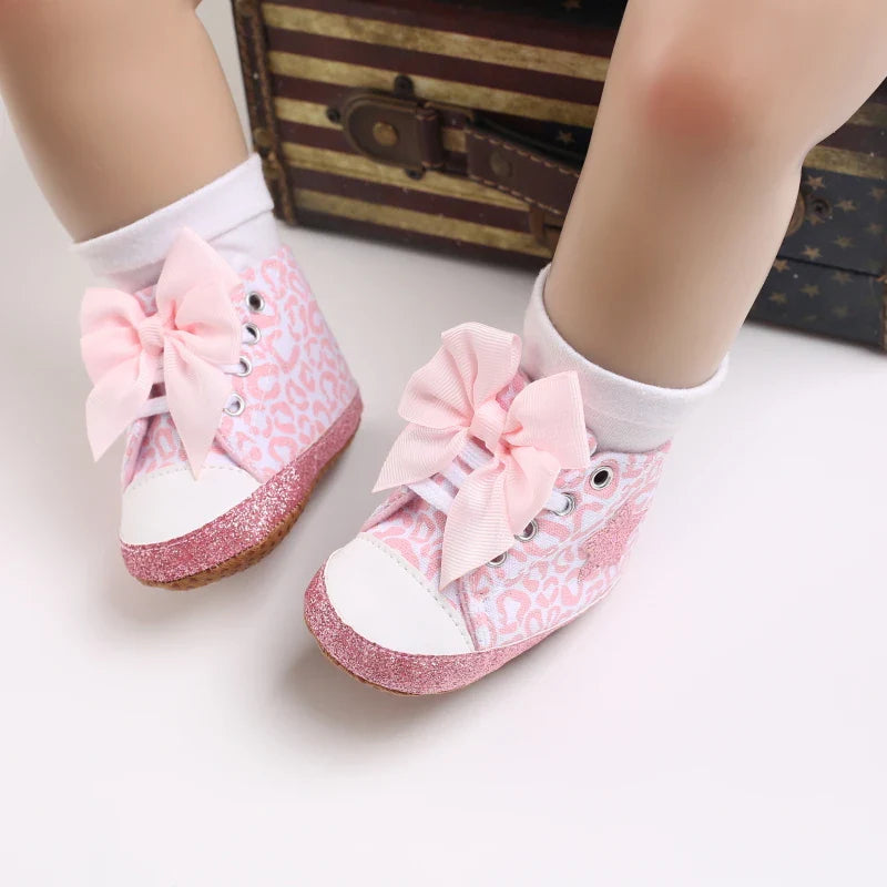 Pink Baby Shoes Princess Fashion Sneakers Infant Toddler Soft sole Anti Slip First Walkers 0-1 year old baby Christening Shoes