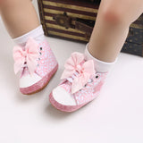 Pink Baby Shoes Princess Fashion Sneakers Infant Toddler Soft sole Anti Slip First Walkers 0-1 year old baby Christening Shoes