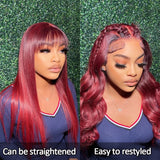 99J Burgundy 13x6 Lace Front Human Hair Wig Body Wave Remy Red Hair Wigs for Black Women Brazilian HD Lace Frontal Wigs 32inch