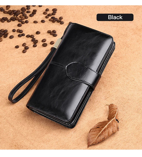 2024 Classic 100% Genuine Leather Fashion Women's Wallet Female Clutch Purse Long Wallet Women's Purses Money Bag Coin Purse