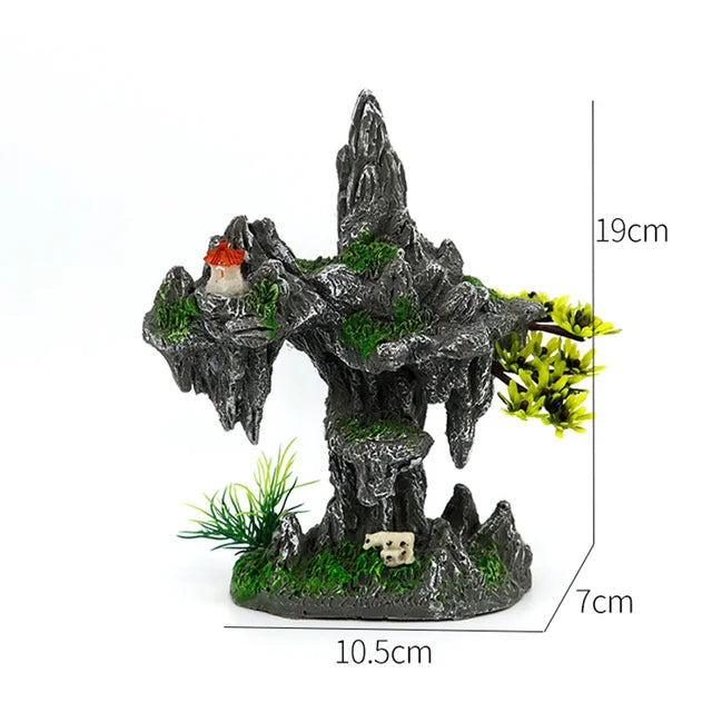 Fish Tank Plant Rockery Multi-style Aquarium Decoration,Resin Artificial Building Cave Aquarium Landscaping Ornament Decor