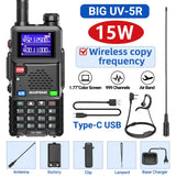 UV-5RH Pro Max 15W Air Band Walkie Talkie Wirless Copy Frequency Tri Power Type-C NOAA Long Range Baofeng 5RM Ham Two Way Radio