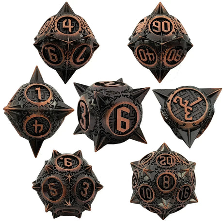 7pcs Solid Metal Dice Beautiful and Finely Crafted Number Dice Set for Dnd TRPG RPG Cthulhu Dice Running Team Desktop Decoration