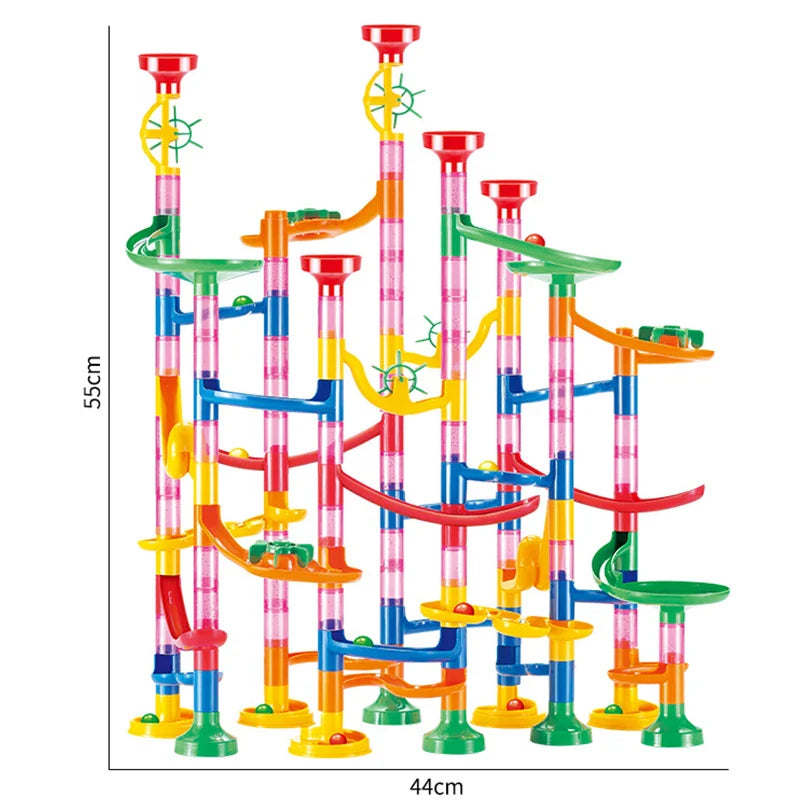 29-197pcs Set DIY Construction Marble Run Race Track Building Blocks Kids 3D Maze Ball Roll Toys Children Christmas Gift