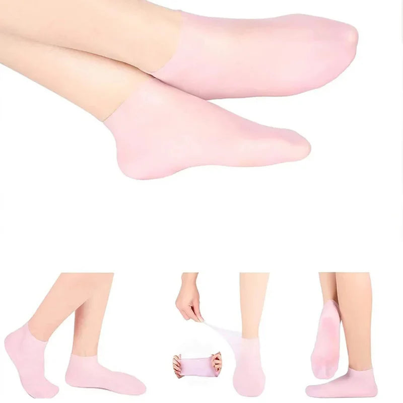 1Pair Silicone Foot Care Socks Anti Cracking Moisturizing Gel Socks Cracked Dead Skin Remove Protector Pain Relief Pedicure Tool