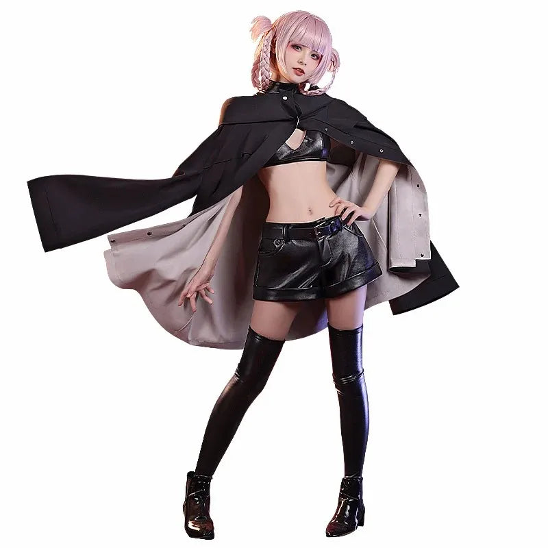 Anime Call of The Night Nanakusa Nazuna Cosplay Costume Black Cloak Leather Yofukashi No Uta Nanakusa Nazuna Halloween Uniform