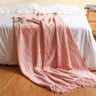 Textured Knitted Throw Blankets with Tassels Cozy Woven Decorative Boho Bed Blanket for Sofa Bed Chair Pattern for All Seasons