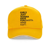 Girls Just Wanna Have Fundamental Human Rights Letter Print Baseball Cap Feminist Feminism Hat Adjustable Snapback Hats