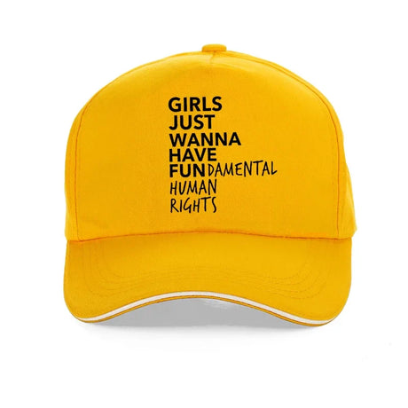 Girls Just Wanna Have Fundamental Human Rights Letter Print Baseball Cap Feminist Feminism Hat Adjustable Snapback Hats