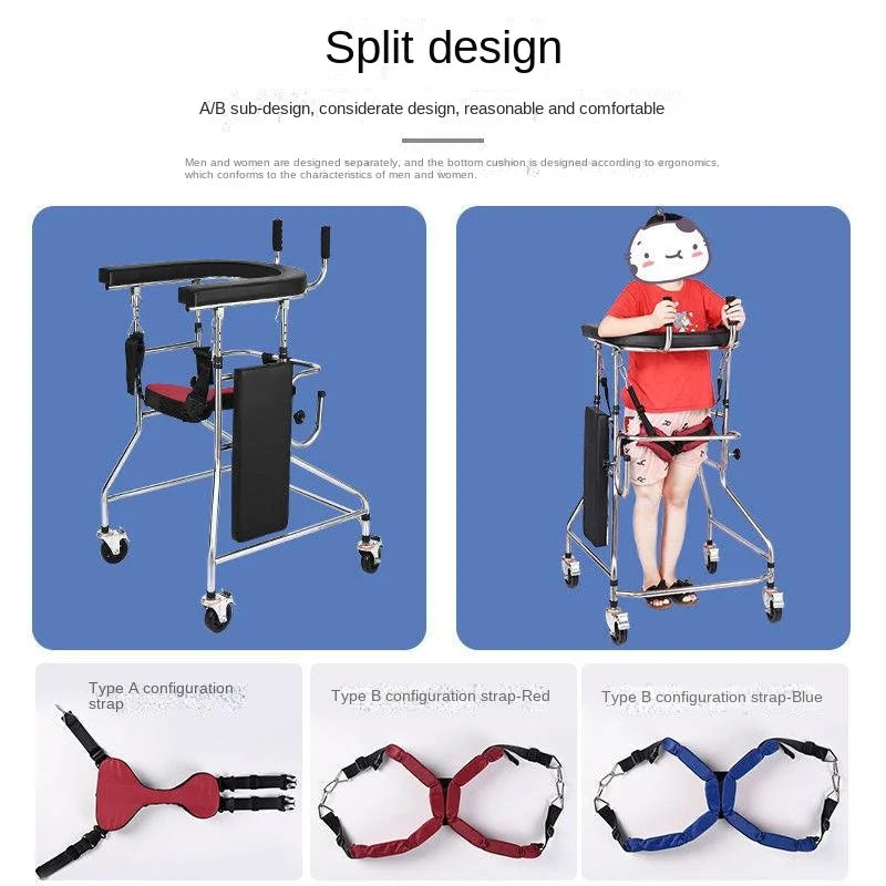 Stroke Hemiplegia Lower Limbs Rehabilitation Training Standing Assist Walker with Wheels for Elderly Walking Mobility Aids