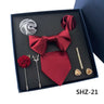 Men's Tie Set Gift Box Fashion Brand Bowtie Pocket Squares Brooch Cufflinks Clip Suit For Men Business Necktie Wedding Party Tie