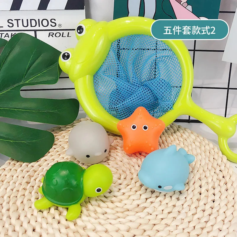 Children's bath toys Induction water play light-up animal bathroom toys light net fishing turtle coax baby