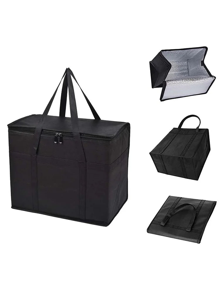 Soft Cooler Bag Box With Zippered Top And Reinforced Bottom Board Insulated Reusable Bag For Camping Picnic