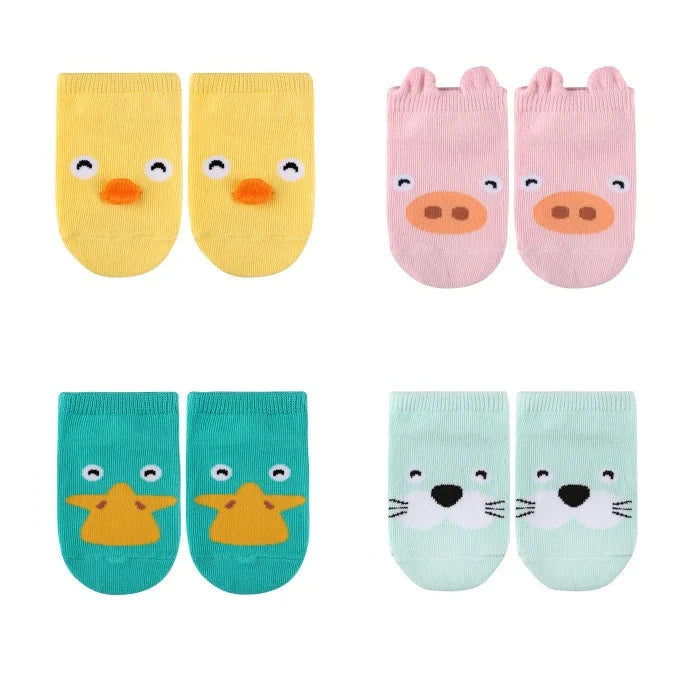 4Pairs/lot Cute Cartoon Non-slip Baby Socks Newborn Toddler Animal Design Kids Boy Girls Socks 0-4 Years