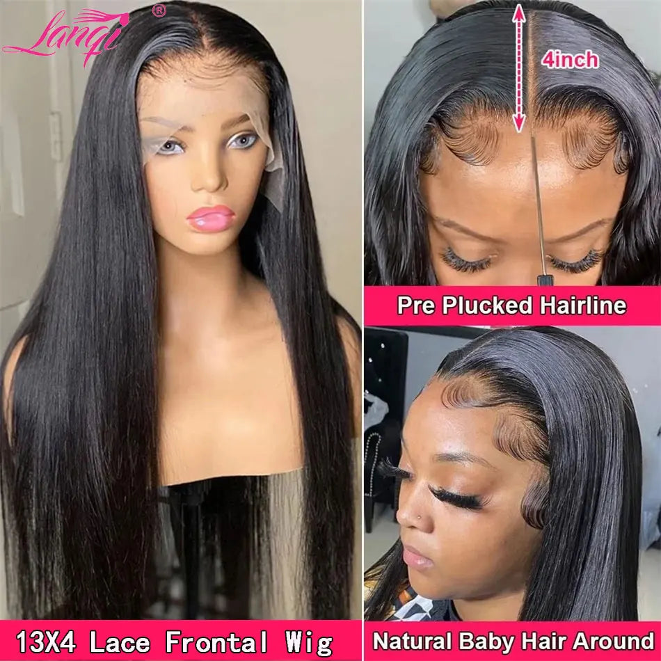 250 Density Human Hair Lace Frontal Wig Real Bleached Small Knots Straight 13X4 Transparent Lace Front Wig Brazilian Remy Wigs