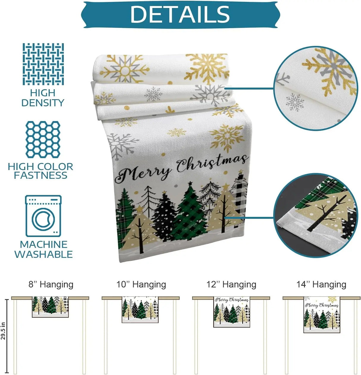 Christmas Snowflake Forest Linen Table Runners Dresser Scarves Table Decor Winter Xmas Dining Table Runners Christmas Decoration