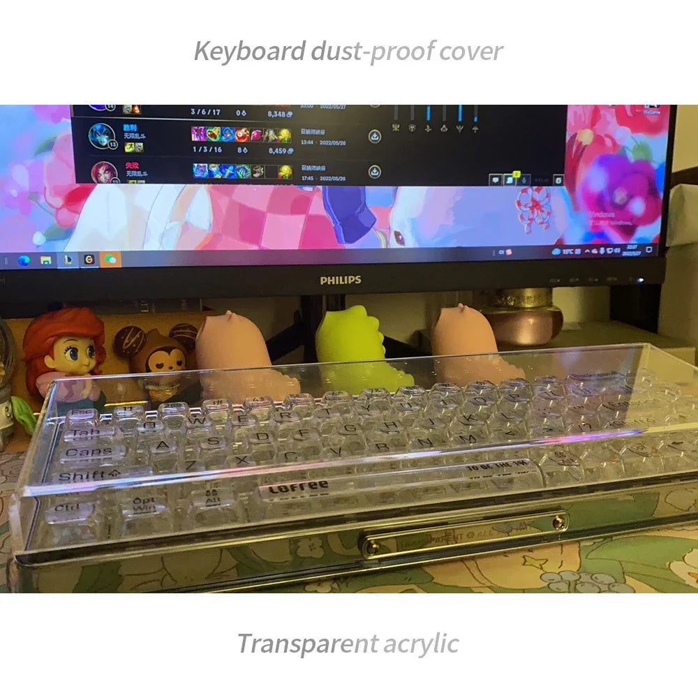 Acrylic Dust Cover for Keyboard Waterproof Dustproof Anti Stepping Protect Cover for 60 64 68 75 84 87 104 108 96 NJ68 Air Cover