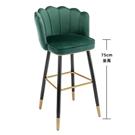 Leather High Bar Chair Modern Nordic Luxury Blue Minimalist Dining Chairs Metal Design Banqueta Giratria Furniture Bar Chair