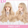 LM Dark Brown Wig Long Wave Wigs for Women Synthetic Hair Wig With Bangs Heat Resistant Party Daily Natural Use