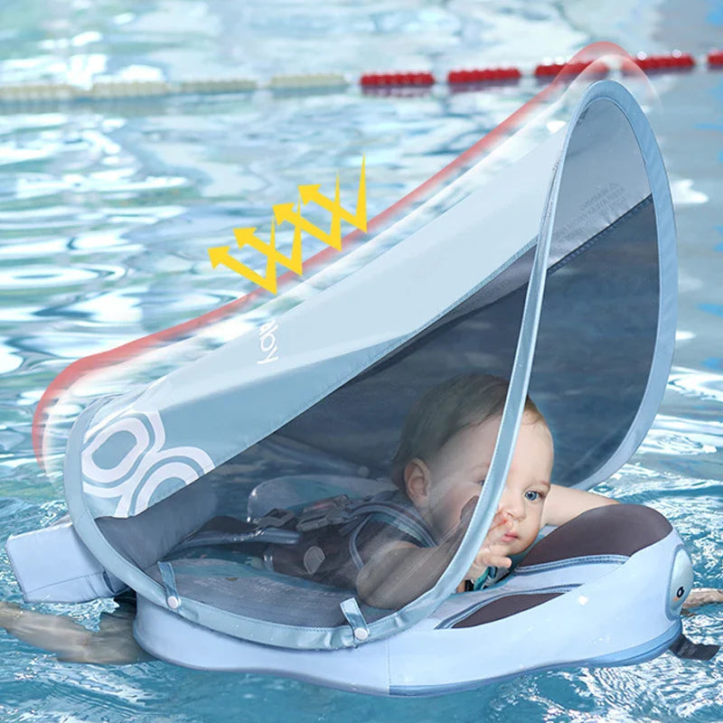 Mambobaby Float Non Inflatable Upgrade Soft Baby Swimming Float Infants Swimming Training UPF 50+ UV Sun Protection Canopy