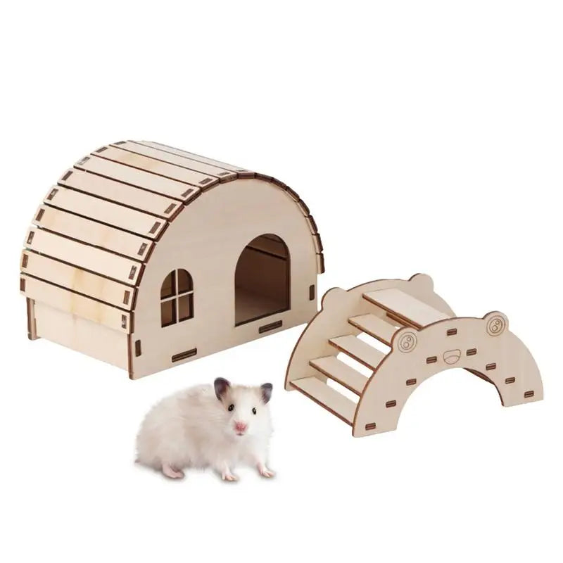 Wooden Hamster Hideout Small Hut Wooden House For Dwarf Hamster Reusable Small Animals Cage Accessories Animal Habitat Decor For