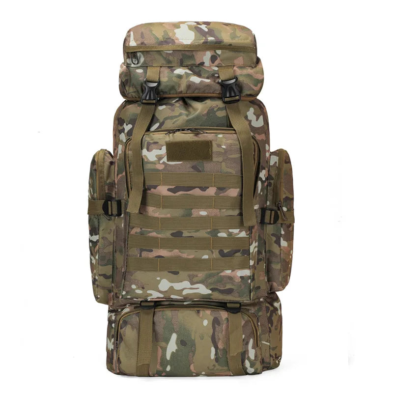 80L Waterproof Camouflage Tactical Backpack Large Capacity Men's Army Backpacks Camping Backpack Outdoor Mountaineering Bag