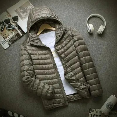 New Brand Autumn Winter Light Down Jacket Men's Fashion Hooded Short Ultra-thin Lightweight Youth Slim Coat Down Jackets