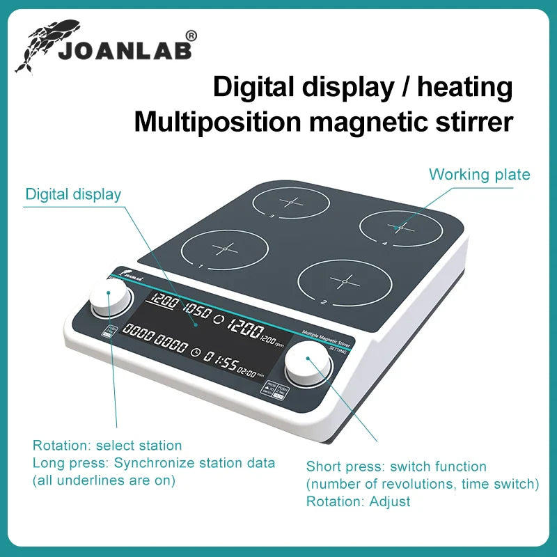 JOANLAB Multi-station Magnetic Stirrer Digital Display Laboratory Stirrer Magnetic Mixer With Heating Four-station Six-Position