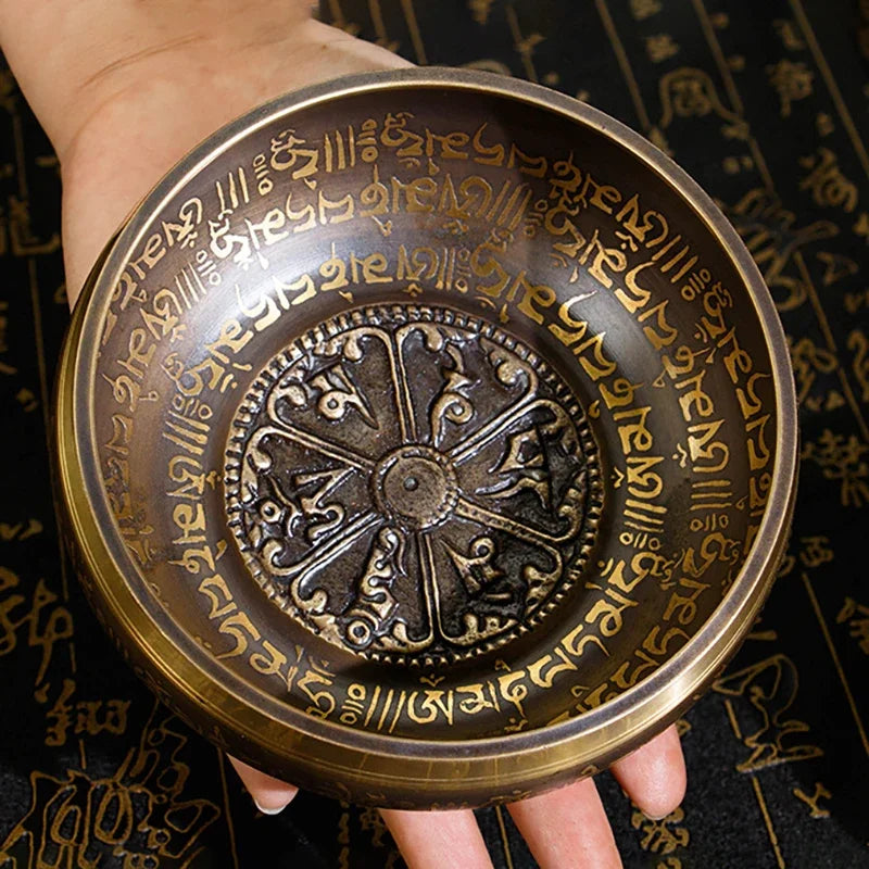 Large Nepal Singing Bowl Handmade Brass Buddhism Tibetan Bowls Yoga Meditation Mindfulness Sound Bowls Percussion Instruments