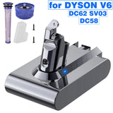 V6 Battery for Dyson, 21.6V 6000mAh Battery for Dyson V6 Vacuum Cleaner DC58,DC59,DC62,650,770,880,SV03,SV04,SV05,SV06,SV07,SV09