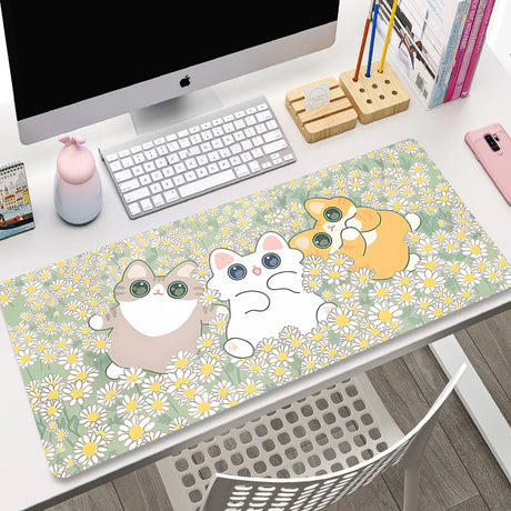 Cute Japan Cat Mouse Pad Large Gamer Mousepad DeskMat Computer Gaming Accessories Art Carpet 900x400 Play Mats Anime Office Mat