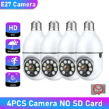 1/2/4PCS E27 Bulb Wifi Camera Surveillance Night Vision Full Color Ai Human Tracking 4X Digital Zoom Video Security Monitor Cam