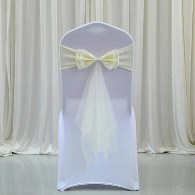 Spandex Lycra Chair Band Back Satin Bow Swag Chair Sash For Wedding Chair Cover Event Party Decoration