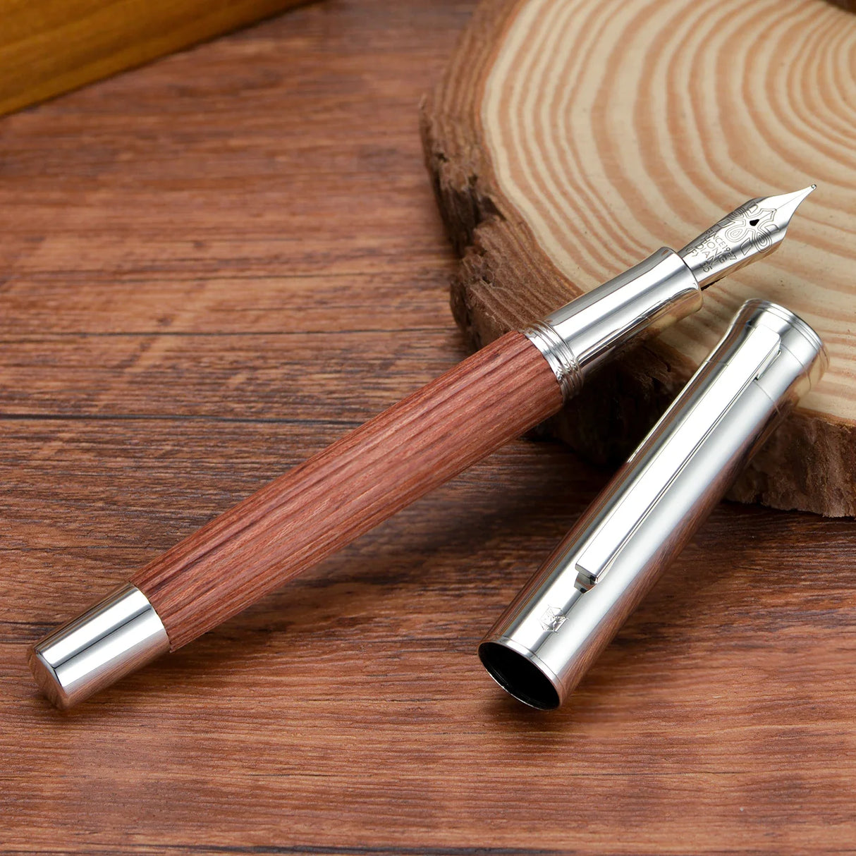 Retro Hongdian 1866 Wood Fountain Pen  #35 EF/F Nib Writing Ink PenSchool Office Supplies Gift Pens