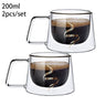 YWDL 200ml Double Wall Glass Coffee Mug Heat-resistant Espresso Cup Thermo Insulated Cup For Latte Cappuccino Tea Drinkware Set