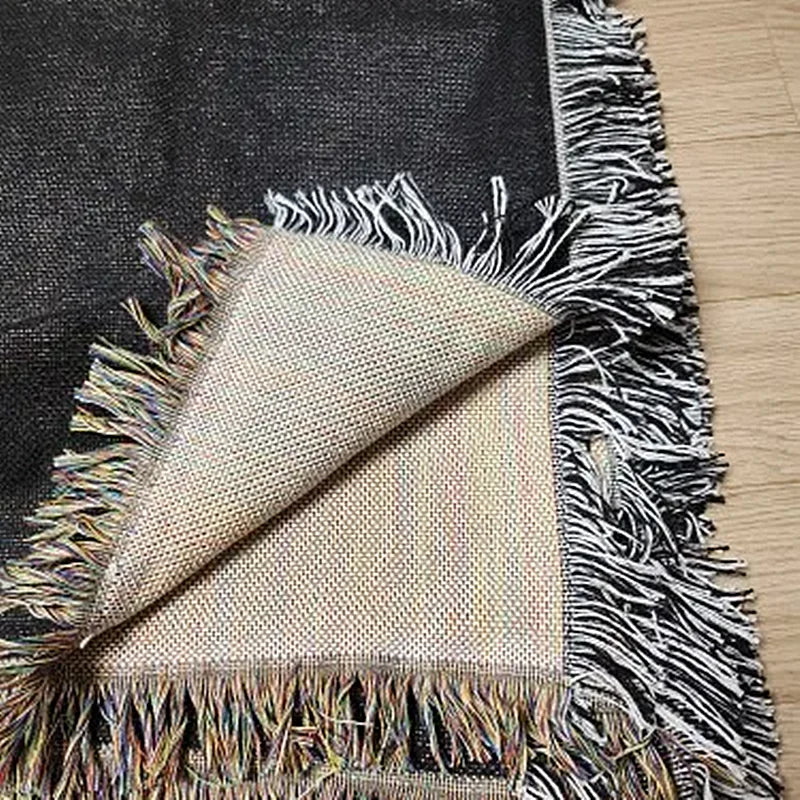 Casual Green Letter Tassels Knitted Portable Outdoor Camping Picnic Mat Vintage Throw Blankets for Bed Nap Blanket Sofa Cover