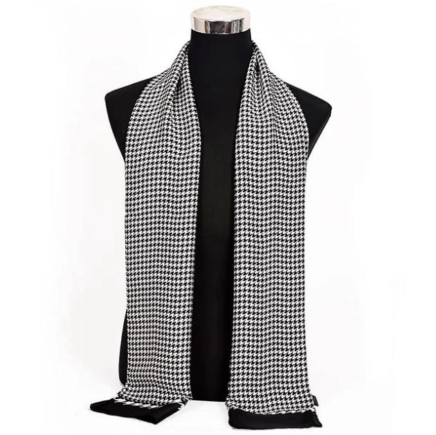 [BYSIFA] Men Silk Scarf Neck Scarf Fall Winter Male Long Scarves Fashion Houndstooth Business Scarf Cravat 170*30cm