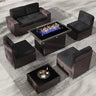 7/8 Pieces Outdoor Patio Furniture Set with  Fire Pit Table Rattan Sectional Sofa Conversation Sets Moden Set for Garden