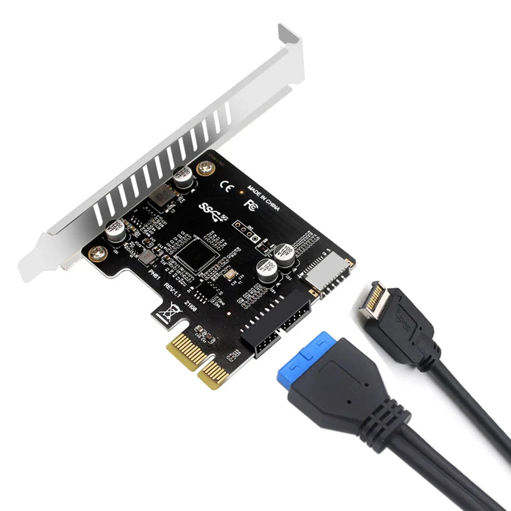 PC PCI-E To USB 3.0 PCIE Expansion Controller Card 19PIN PCI-E To USB 3.0 Type C Front Panel Adapter