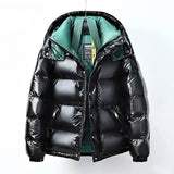 High Quality Short Down Jacket For Men Women Fashion Bright Hooded -30 Degrees Warm Puffer Jacket Couples Winter Coats 2023 New