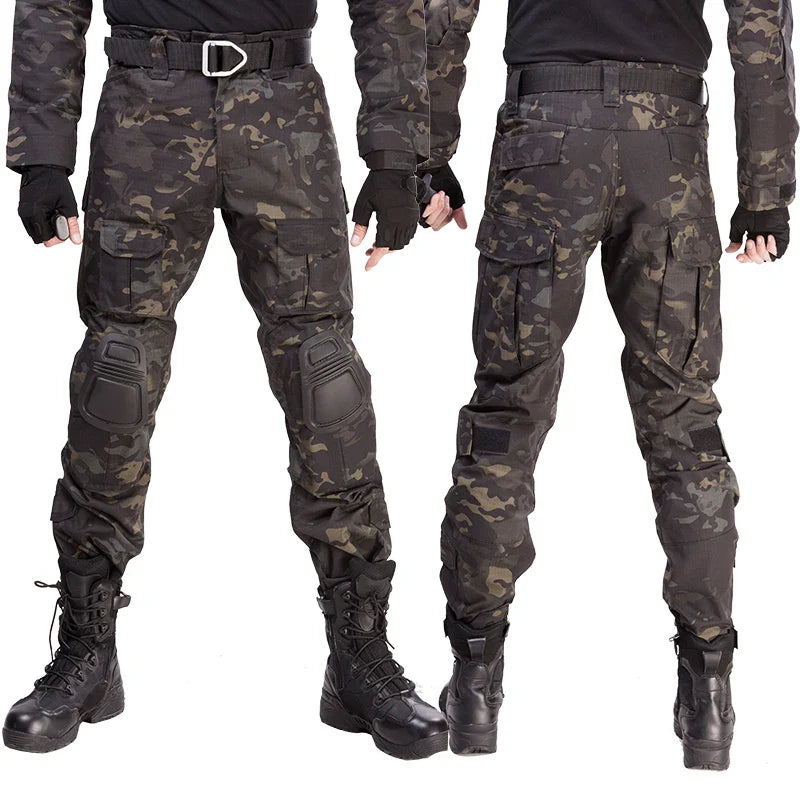 Tactical Camouflage Military Uniform Clothes Suits Men US Army Clothes Airsoft Hunting Suit Combat Shirt + Cargo Pants+4 Pads